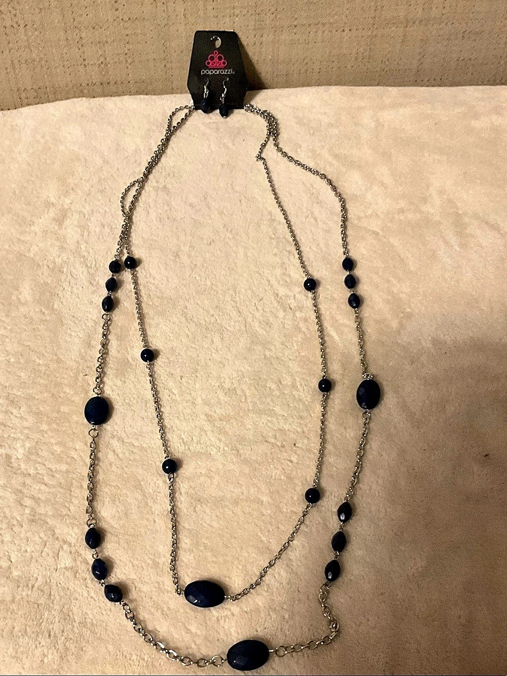 Paparazzi Layered Black Beaded Necklace & Earrings NWT